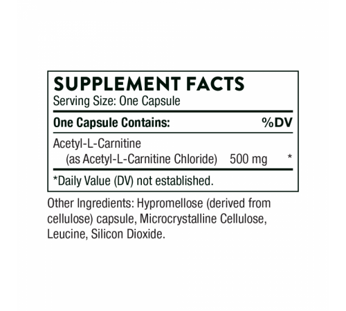 Ацетил L-Карнитин, Thorne Research, Acetyl-L-Carnitine, 60 капсул