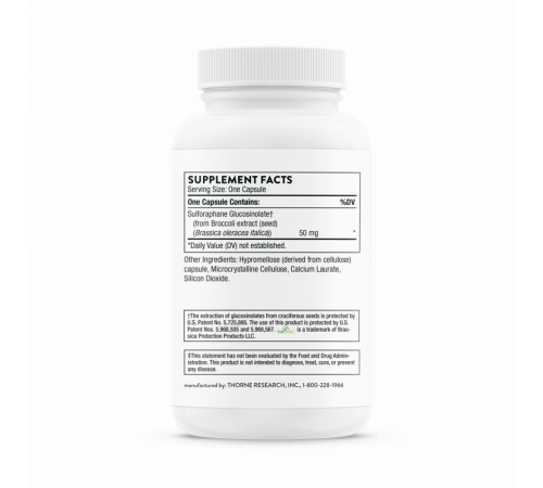 Экстракт семян брокколи, Thorne Research, Broccoli Seed Extract (Crucera-SGS), 60 капсул