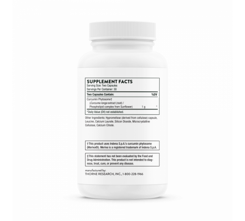 Куркумин Фитосом, Thorne Research, Curcumin Phytosome, 60 капсул