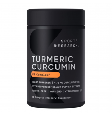 Комплекс с Куркумином и Биоперином, Sports Research, Turmeric Curcumin C3 Complex, 60 капсул