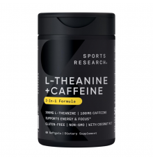 L-теанин и кофеин, Sports Research, L-Theanine and Caffeine, 60 капсул