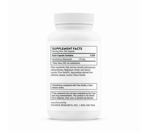 Глутатион, Thorne Research, Glutathione-SR, 60 капсул