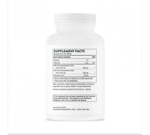 Омега-3 с Коэнзимом, Thorne Research, Omega-3 with CoQ10, 90 желатиновых капсул