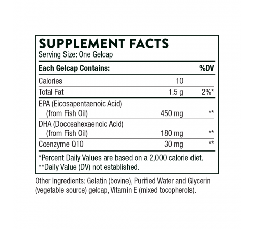 Омега-3 с Коэнзимом, Thorne Research, Omega-3 with CoQ10, 90 желатиновых капсул