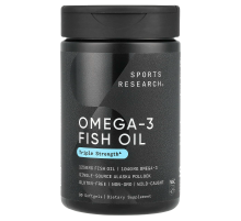 Рыбий жир с омега-3 тройная сила 1250 мг, Sports Research, Omega-3 Fish Oil AlaskOmega 1250mg, 90 капсул