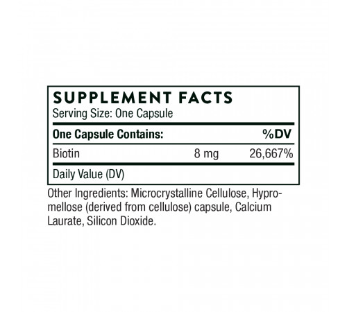 Биотин, Thorne Research, Biotin, 60 капсул