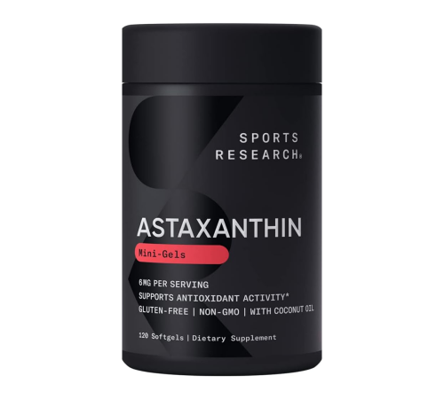 Астаксантин, Sports Research, Astaxanthin 6 mg, 120 желатиновых капсул