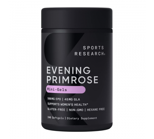 Масло примулы вечерней, Sports Research, Evening Primrose Oil 500 mg, 240 желатиновых капсул