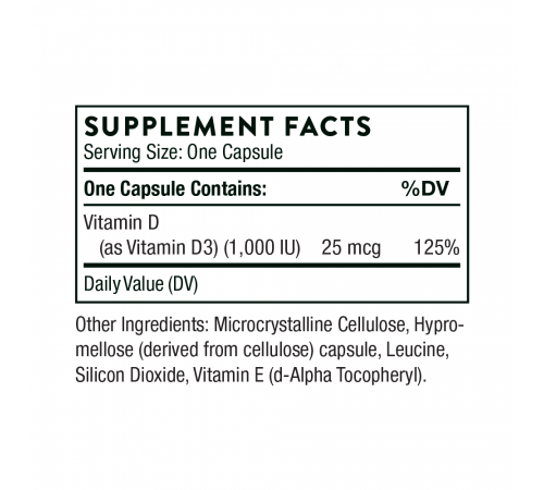 Витамин Д-1000, Thorne Research, Vitamin D-1000 IU, 90 капсул