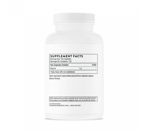 Глицин, Thorne Research, Glycine, 250 капсул