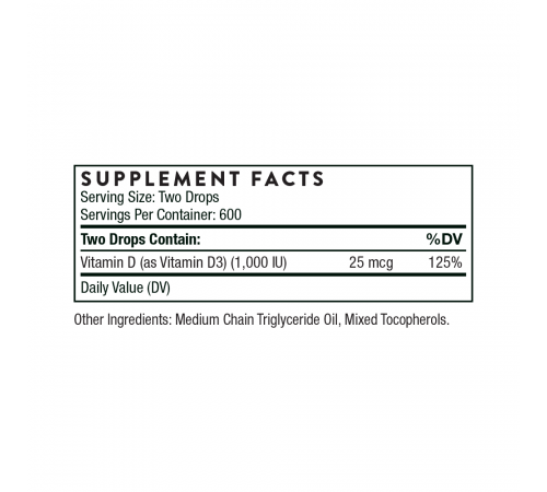 Витамин Д, Thorne Research, Vitamin D, 30 мл