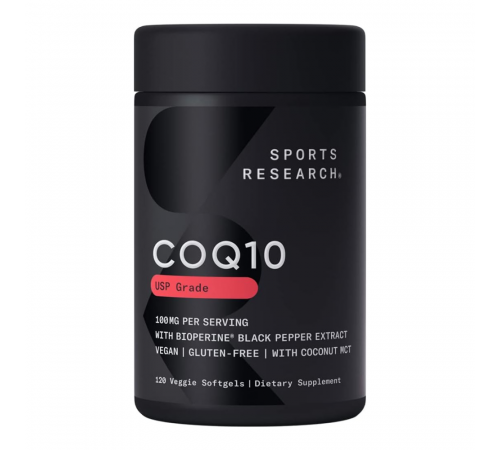 Коэнзим Q10, Sports Research, CoQ10 100 mg, 120 вегетарианских желатиновых капсул