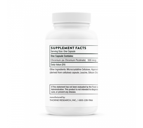 Пиколинат хрома, Thorne Research, Chromium Picolinate 500 mcg, 60 капсул