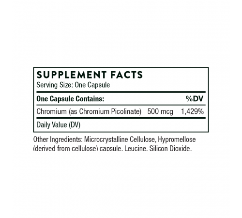 Пиколинат хрома, Thorne Research, Chromium Picolinate 500 mcg, 60 капсул